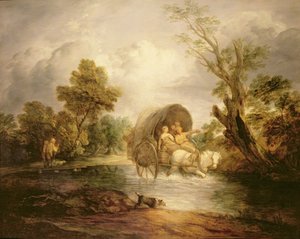Een landelijke kar die een doorwaadbare plaats oversteekt, c.1786 door Thomas Gainsborough